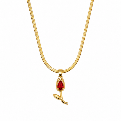 Tulip Teardrop Flower Pendant Necklace For Girls & Women's