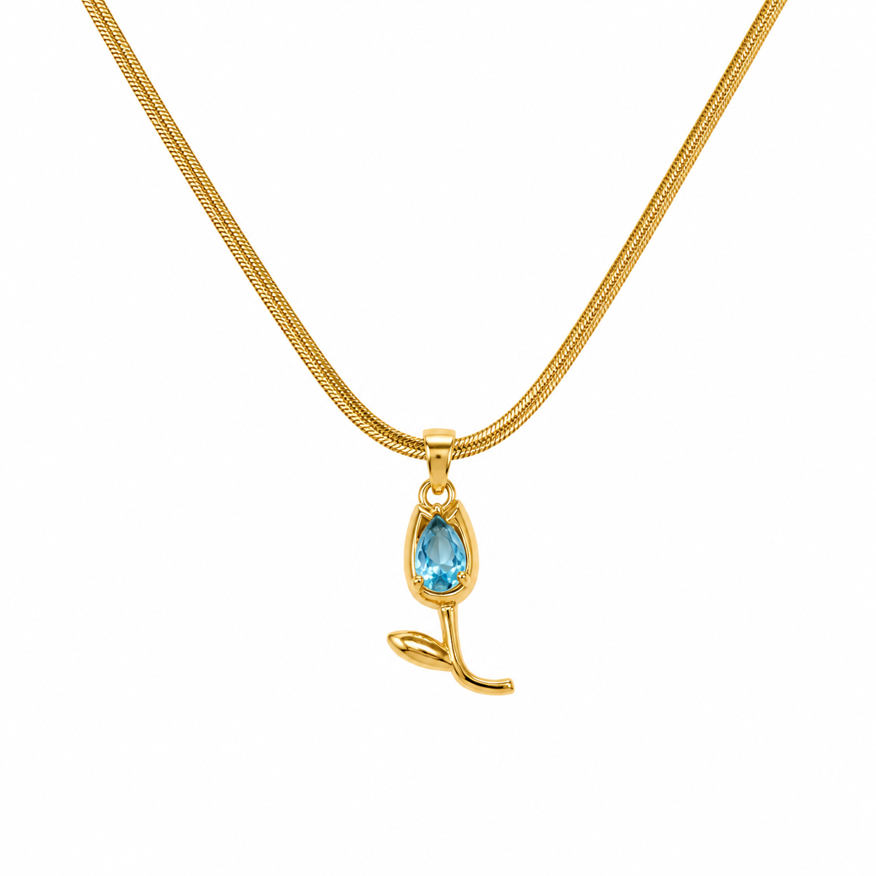 Tulip Teardrop Flower Pendant Necklace For Girls & Women's