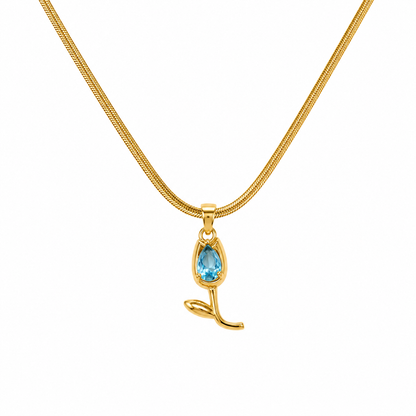 Tulip Teardrop Flower Pendant Necklace For Girls & Women's