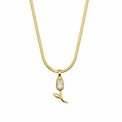 Tulip Teardrop Flower Pendant Necklace For Girls & Women's
