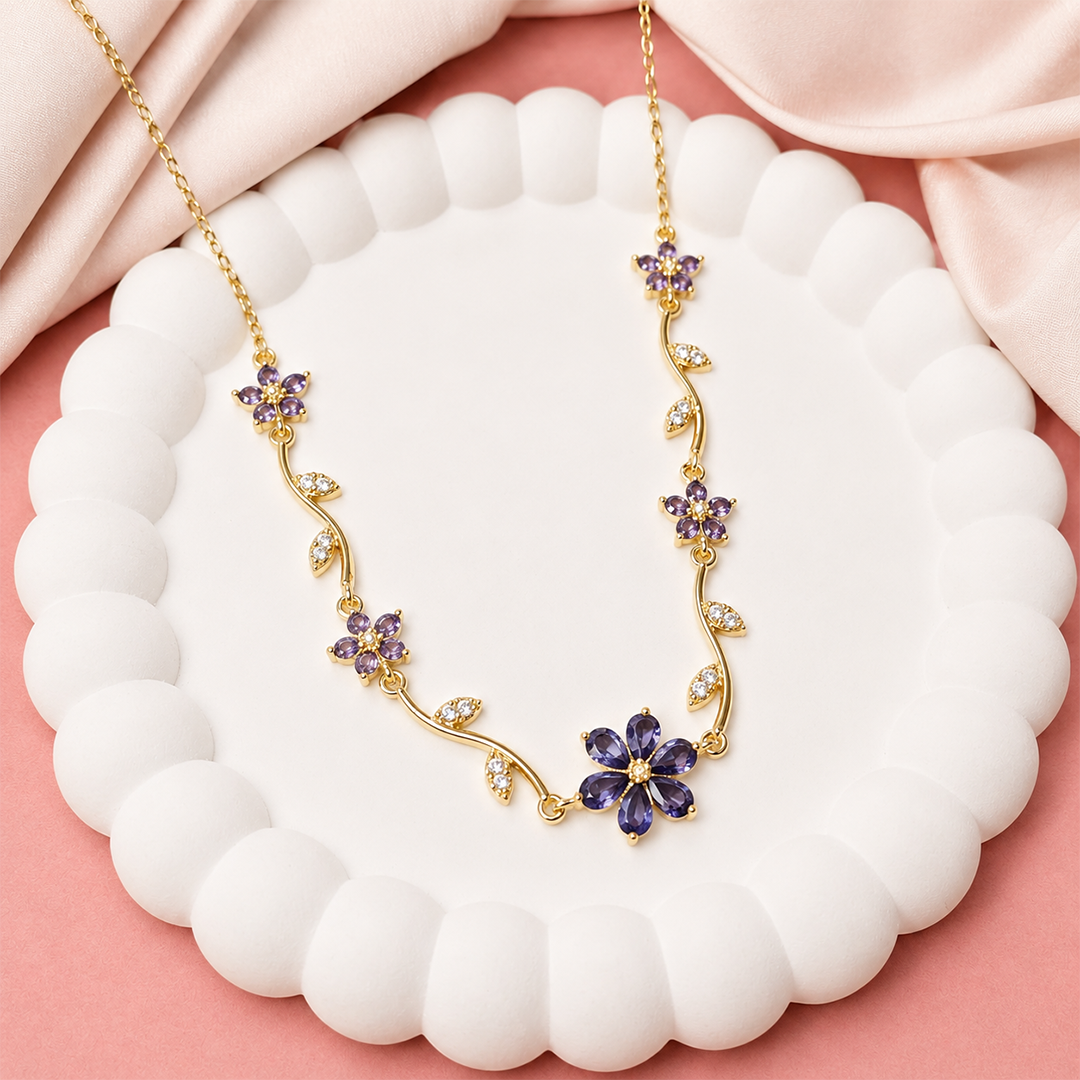 Crystal Vine Floral Pendant Necklace For Girls & Women's