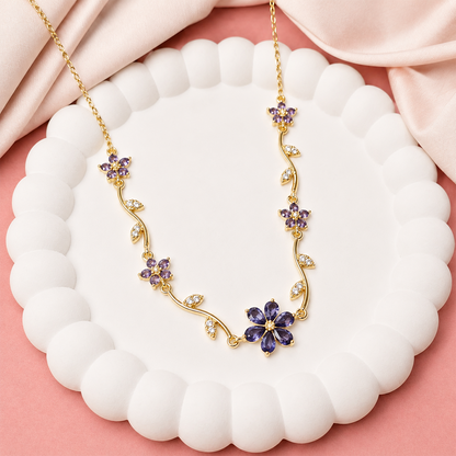 Crystal Vine Floral Pendant Necklace For Girls & Women's