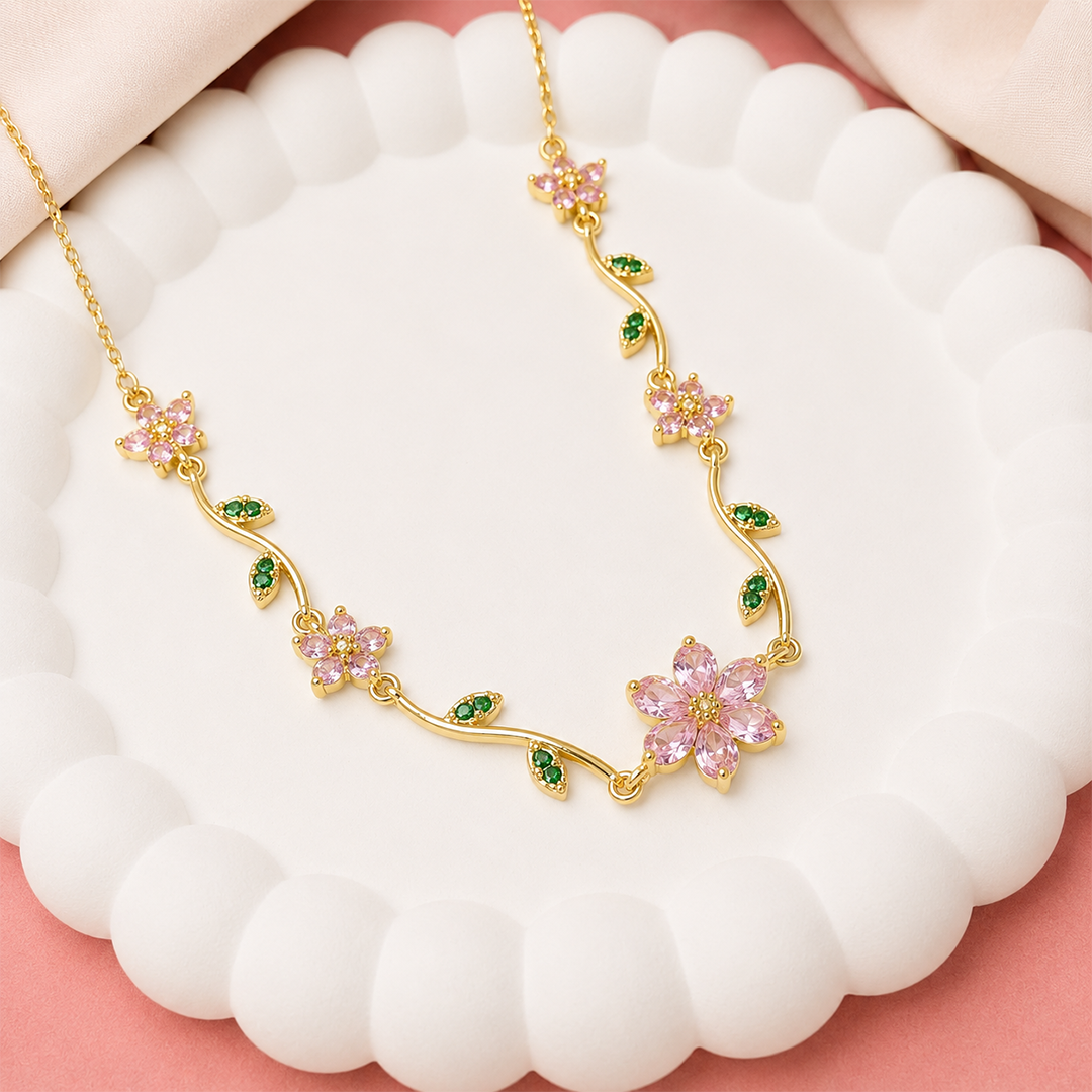 Crystal Vine Floral Pendant Necklace For Girls & Women's