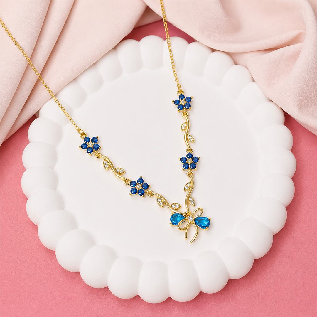 Cherry Blossom Ribbon Bow Tulip Floral Pendant for Girls & Women's