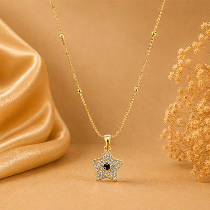Star Central Stone Accented Beaded Chain Pendant for Girls & Women's