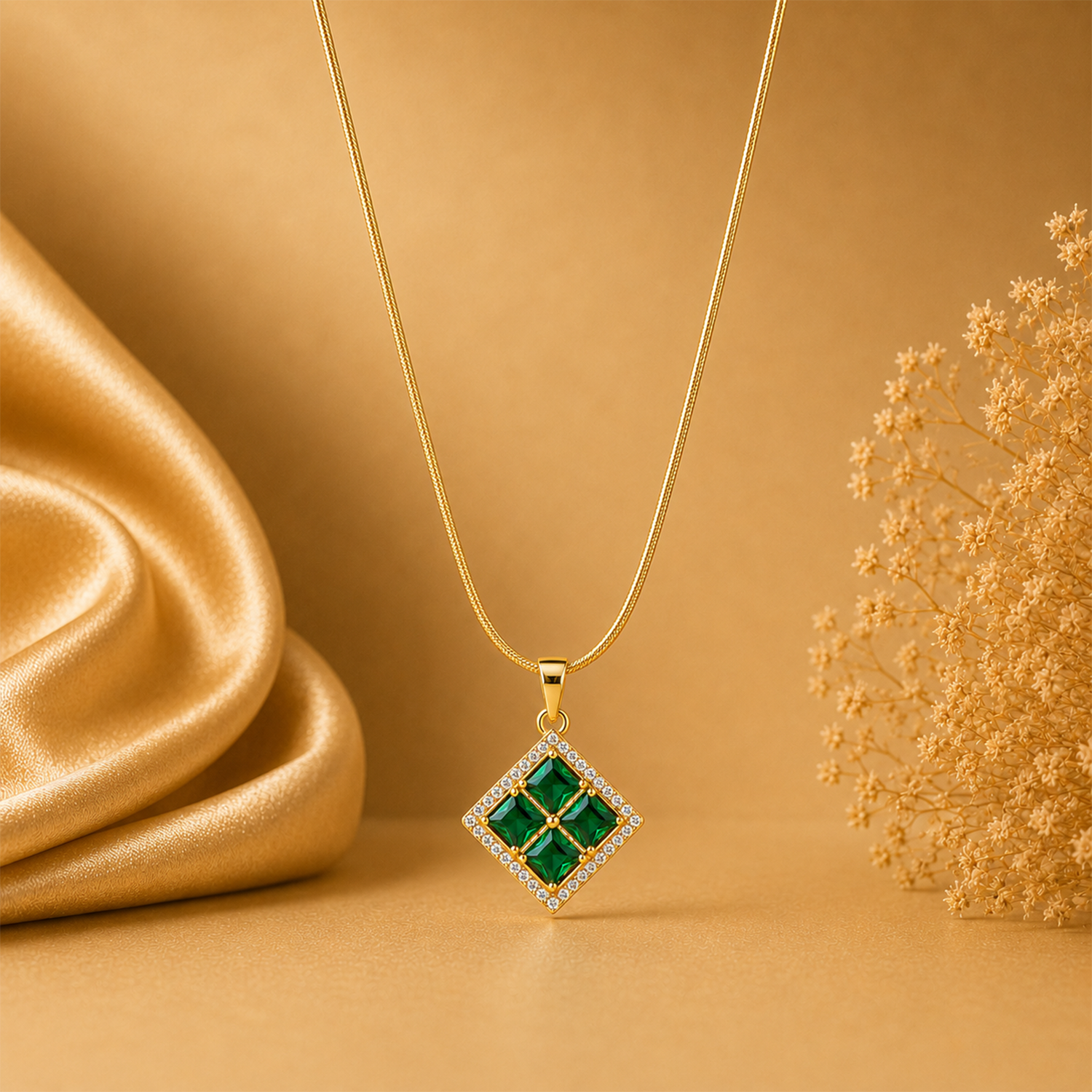 Radiant Four Central Princess-Cut Crystals Pendant for Girls & Women's