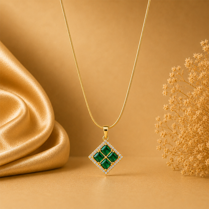 Radiant Four Central Princess-Cut Crystals Pendant for Girls & Women's