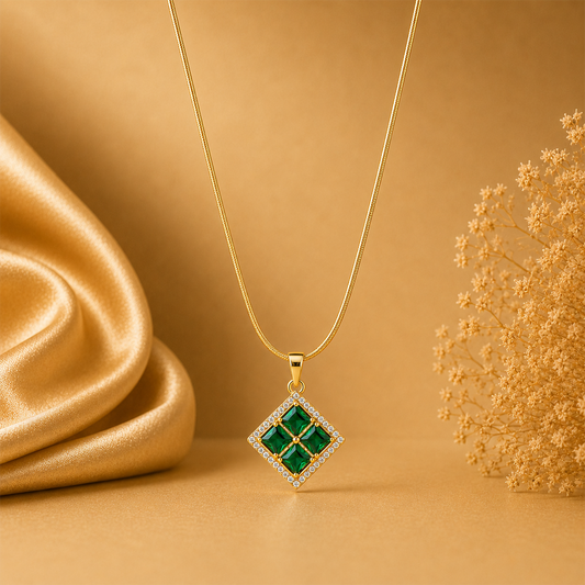Radiant Four Central Princess-Cut Crystals Pendant for Girls & Women's