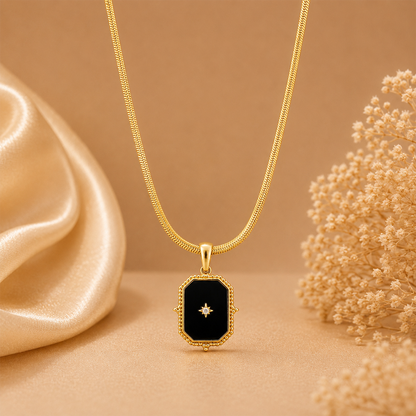 Geometric Frame Black Onyx Pendant for Girls & Women's