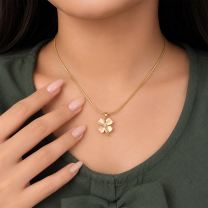 4 Leaf Floral Piece of Rare Fortune Pendant for Girls & Women's