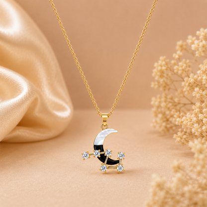 CZ Stone Inlay Design Crescent Moon Pendant for Girls & Women's