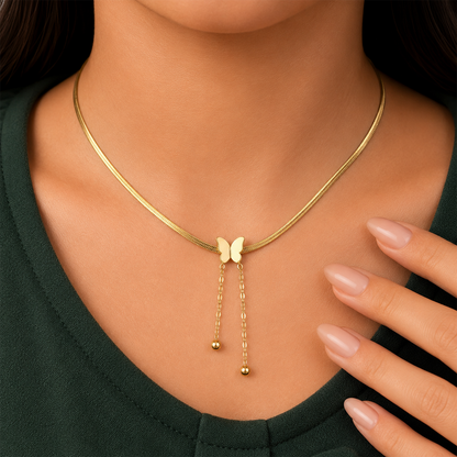 Sleek Design Dual Butterfly Stainless Steel Pendant for Girls & Women's