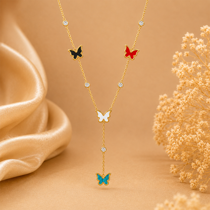 Multicolor Lariat Y-Drop Butterfly Necklace Pendant for Girls & Women's