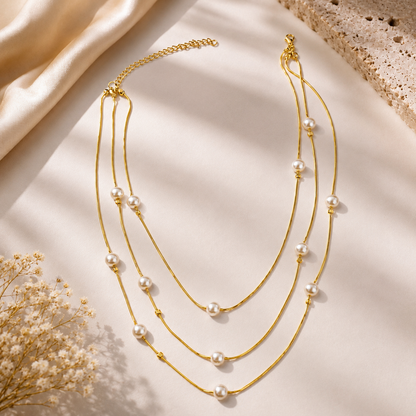 Three Layered Design Beaded Pearls Pendant for Girls & Women's