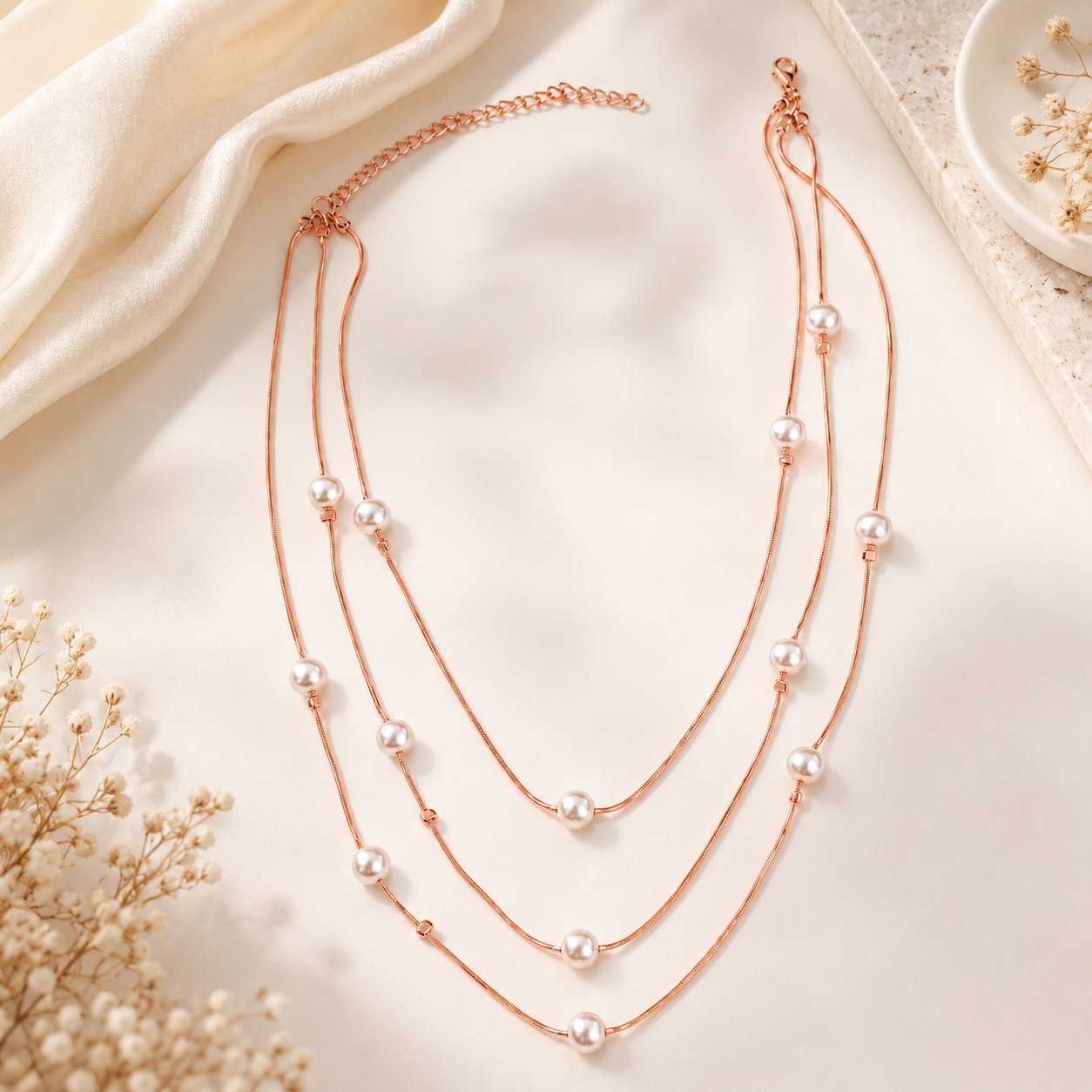 Three Layered Design Beaded Pearls Pendant for Girls & Women's