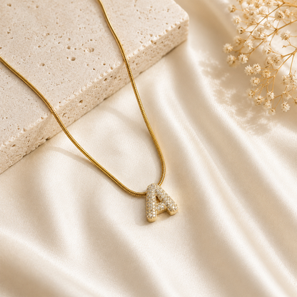Chunky CZ Stone Alphabet Pendant for Girl & Women's