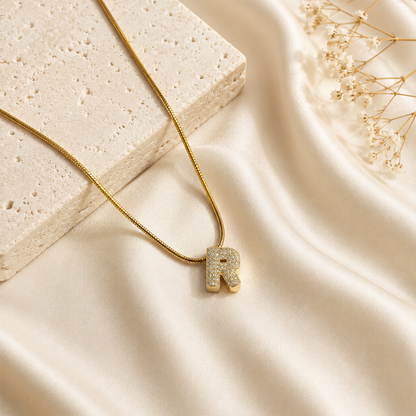 Chunky CZ Stone Alphabet Pendant for Girl & Women's