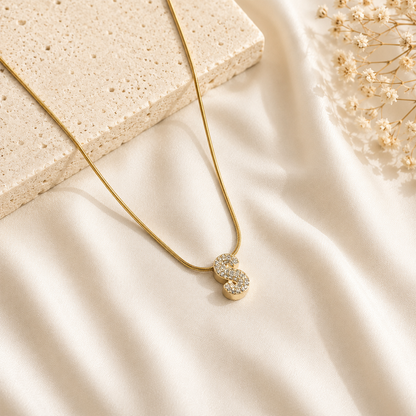 Chunky CZ Stone Alphabet Pendant for Girl & Women's