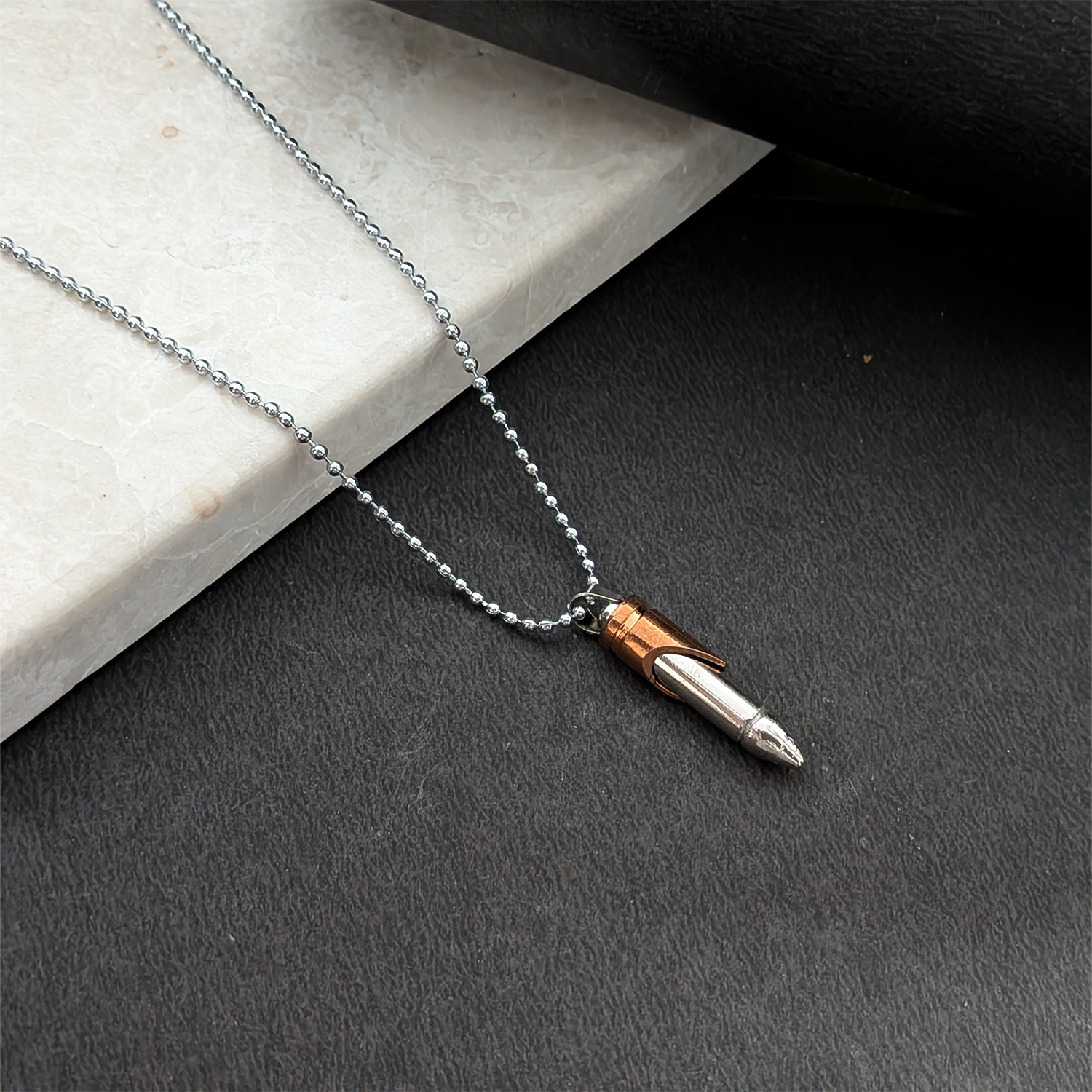 Bullet Pendant Necklace for Men & Boys with Ball Chain