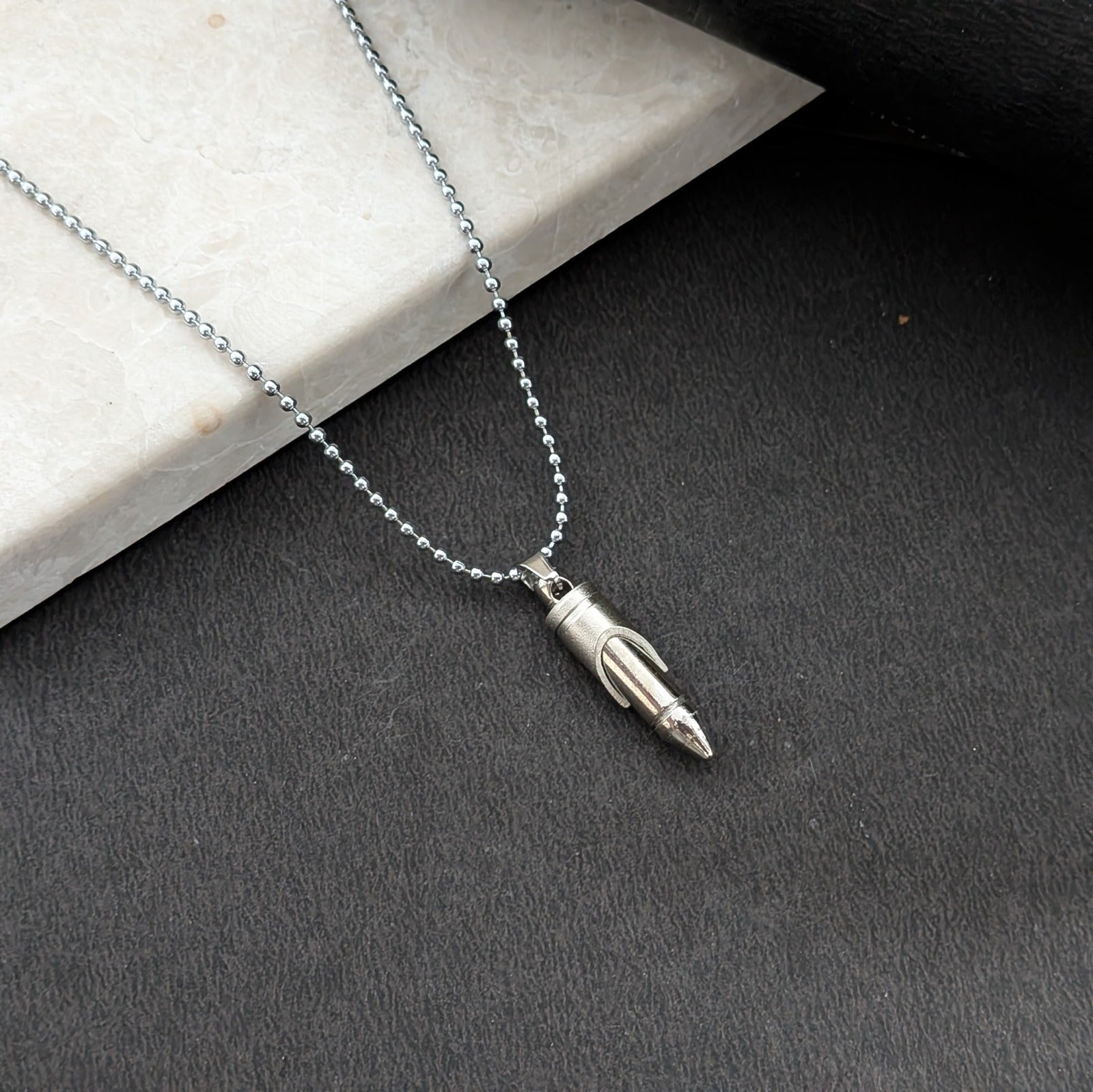 Bullet Pendant Necklace for Men & Boys with Ball Chain