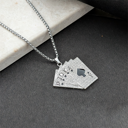 Playing Cards Pendant Necklace for Men & Boys