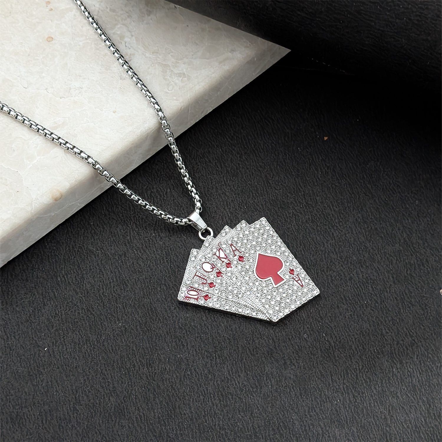 Playing Cards Pendant Necklace for Men & Boys