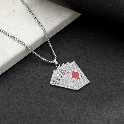 Playing Cards Pendant Necklace for Men & Boys