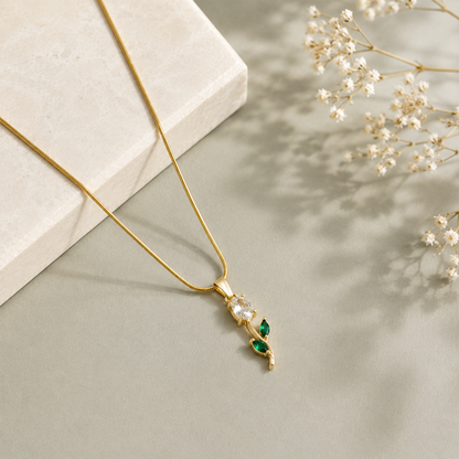 Tulip Two Leaf Floral Pendant Necklace For Girls & Women's