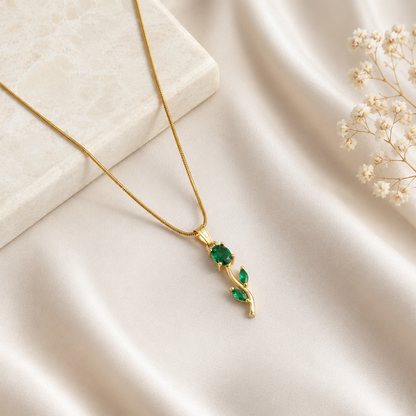 Tulip Two Leaf Floral Pendant Necklace For Girls & Women's