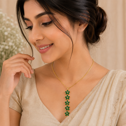 Vertical Cascade Of Five Vibrant CZ floral Pendant For Girls & Women's