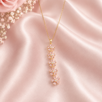 Vertical Cascade Of Five Vibrant CZ floral Pendant For Girls & Women's