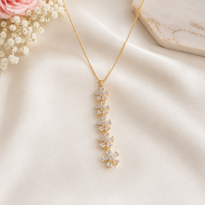Vertical Cascade Of Five Vibrant CZ floral Pendant For Girls & Women's