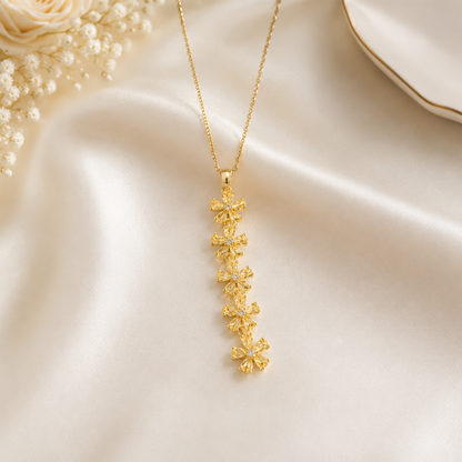 Vertical Cascade Of Five Vibrant CZ floral Pendant For Girls & Women's
