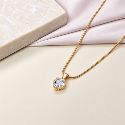 Transparent CZ Stone Heart Pendant for Girls & Women