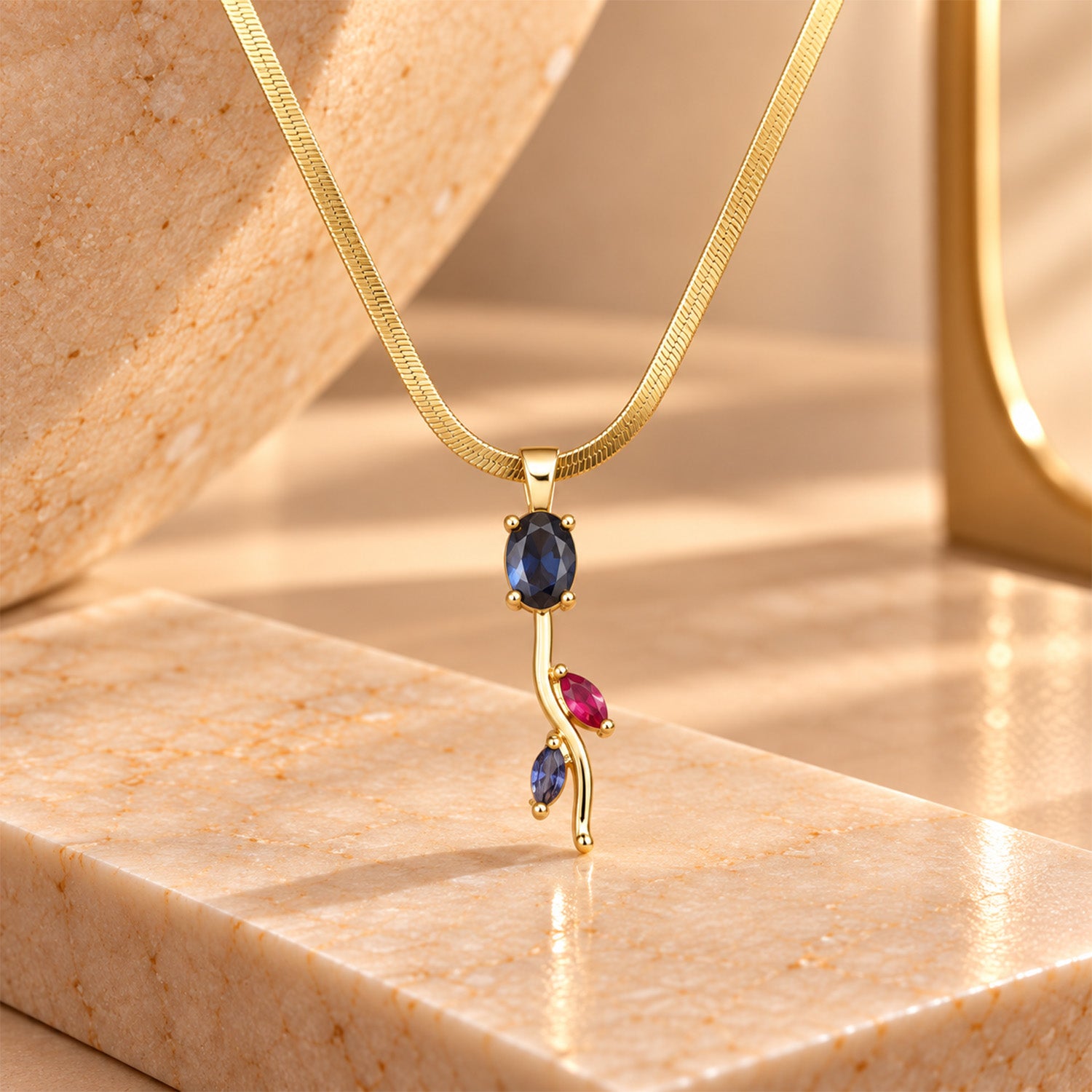Teardrop Tulip Pendant Necklace For Girls & Women's