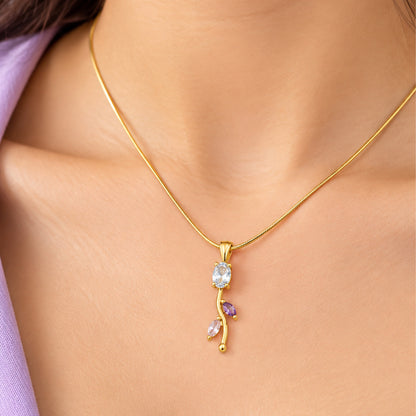 Oval Stone Tulip Pendant Necklace For Girls & Women's