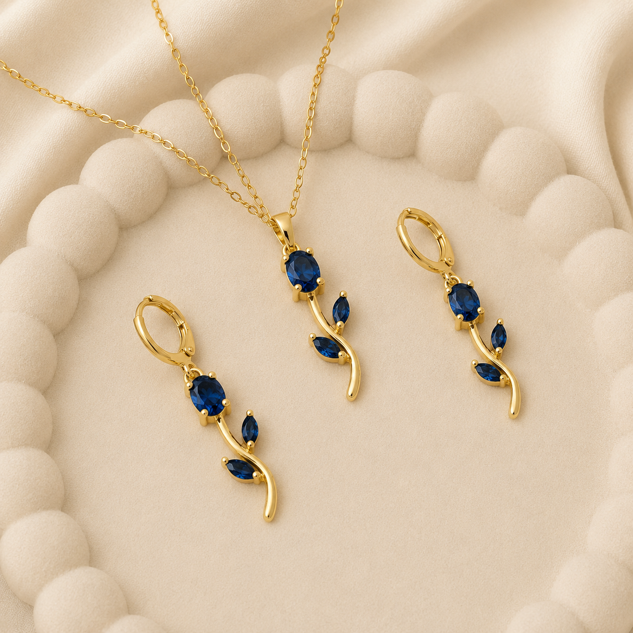 Crystal Tulip Pendant & Dangle Earrings Set for Women & Girls
