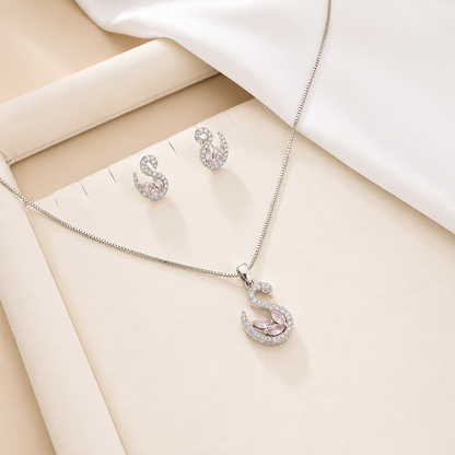 Swan AD Stone Rhodium Finish Pendant Set for Girls & Women's