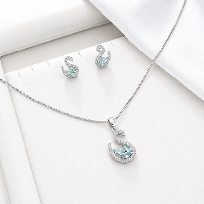 Swan AD Stone Rhodium Finish Pendant Set for Girls & Women's