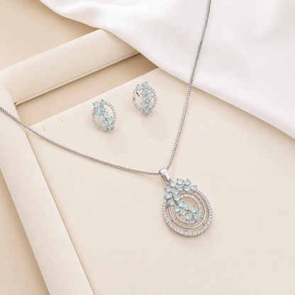 Intricate Cubic Zirconia Circular Floral Pendant Set for Girls & Women's