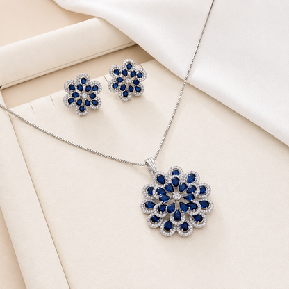Twilight Blossom Rhodium Finish Pendant Set for Girls & Women's