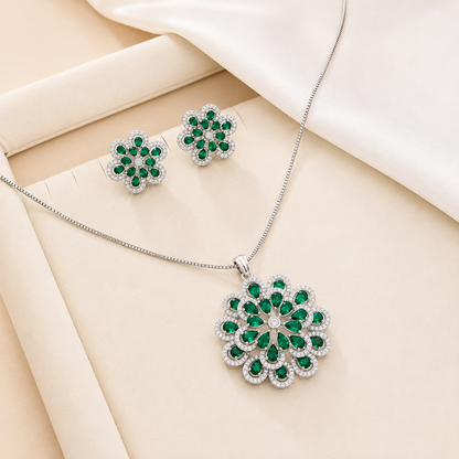 Twilight Blossom Rhodium Finish Pendant Set for Girls & Women's