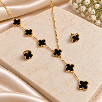Gold Tone 6 Clover Pendant Set for Girls & Women's