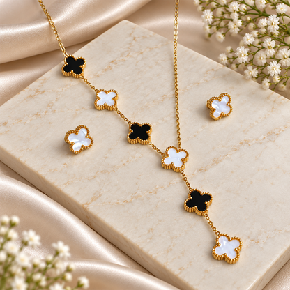 Gold Tone 6 Clover Pendant Set for Girls & Women's