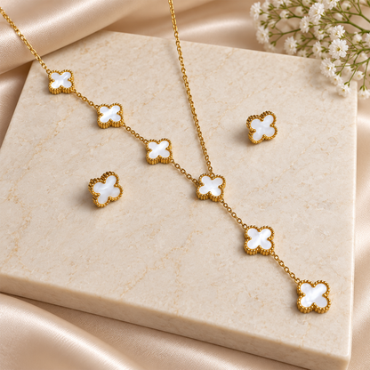 Gold Tone 6 Clover Pendant Set for Girls & Women's