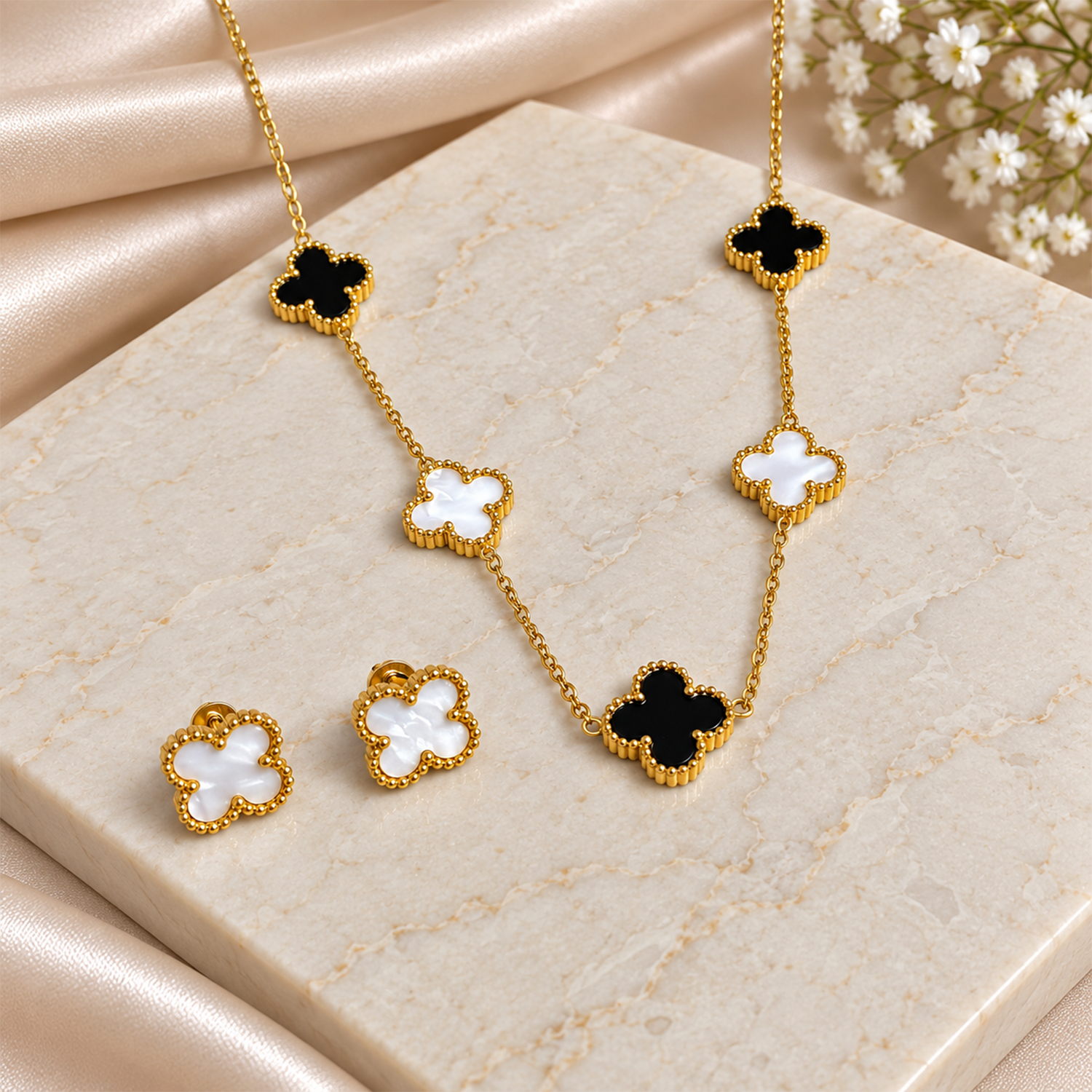 Clover Pendant Set With Clover Earrings for Girls & Women's