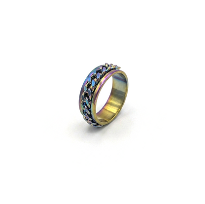 Rainbow Chain Spinner Stainless Steel Ring for  Men & Women