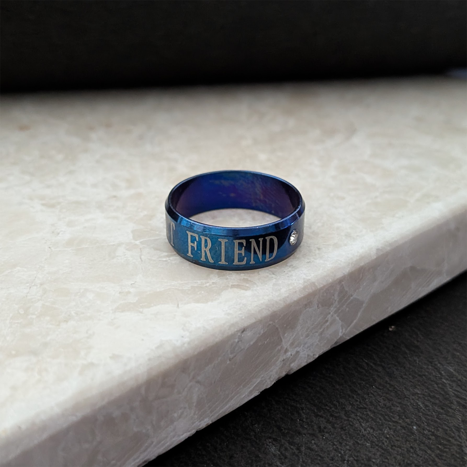 Classic Friend inscribed Band Ring With AD Stone for Men & Women