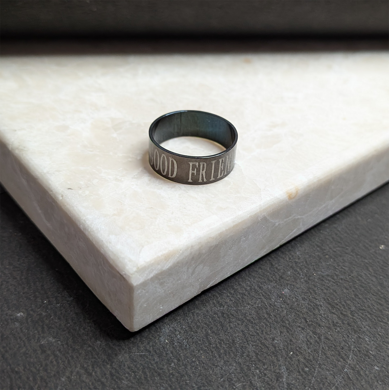 Classic Good Friend inscribed Minimal Band Ring for Men & Women