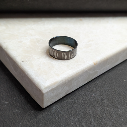 Classic Good Friend inscribed Minimal Band Ring for Men & Women